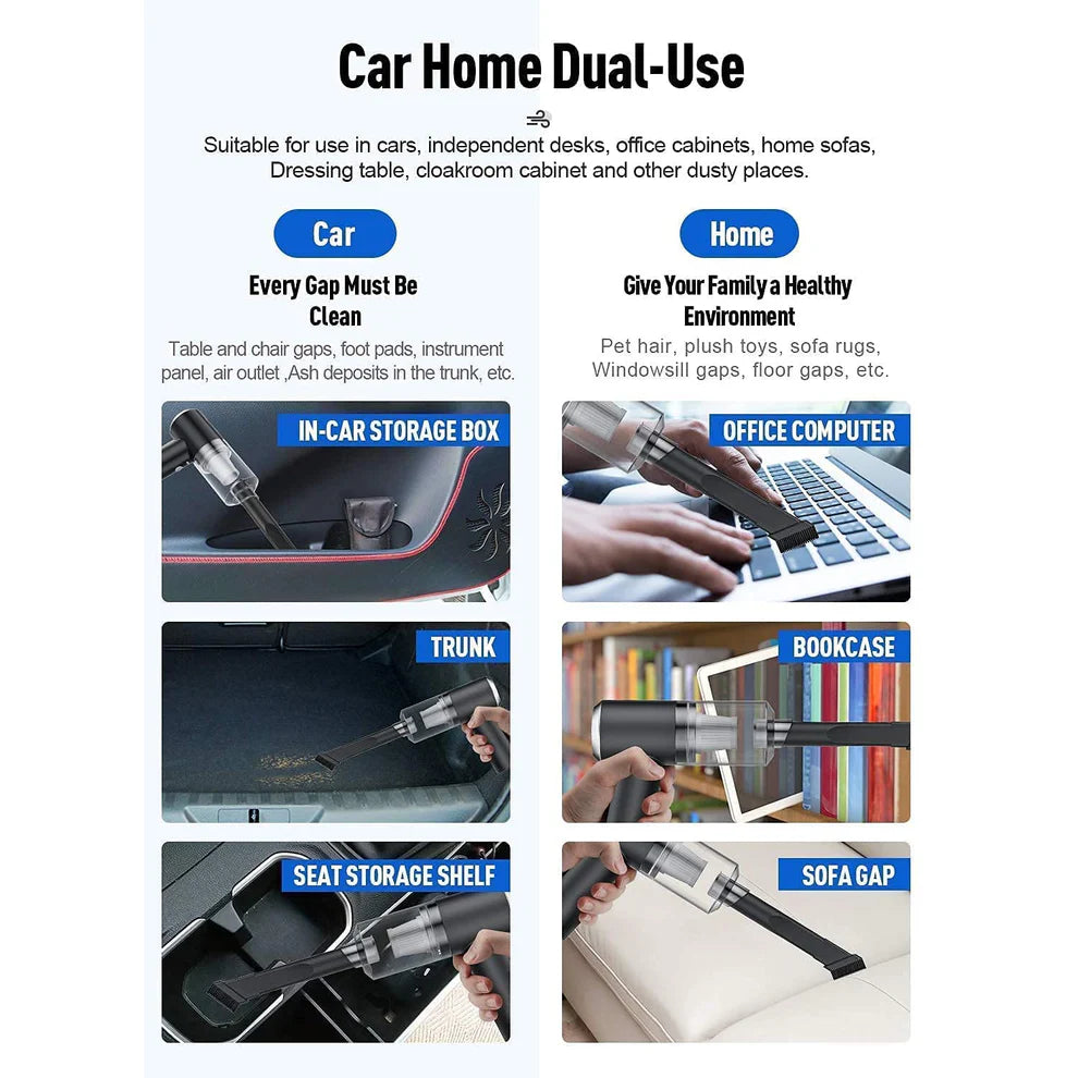 Portable Car Vacuum Cleaner with Blower | USB Rechargeable Wireless Handheld Car Vacuum Cleaner Traveling,Portable,Rechargeable
